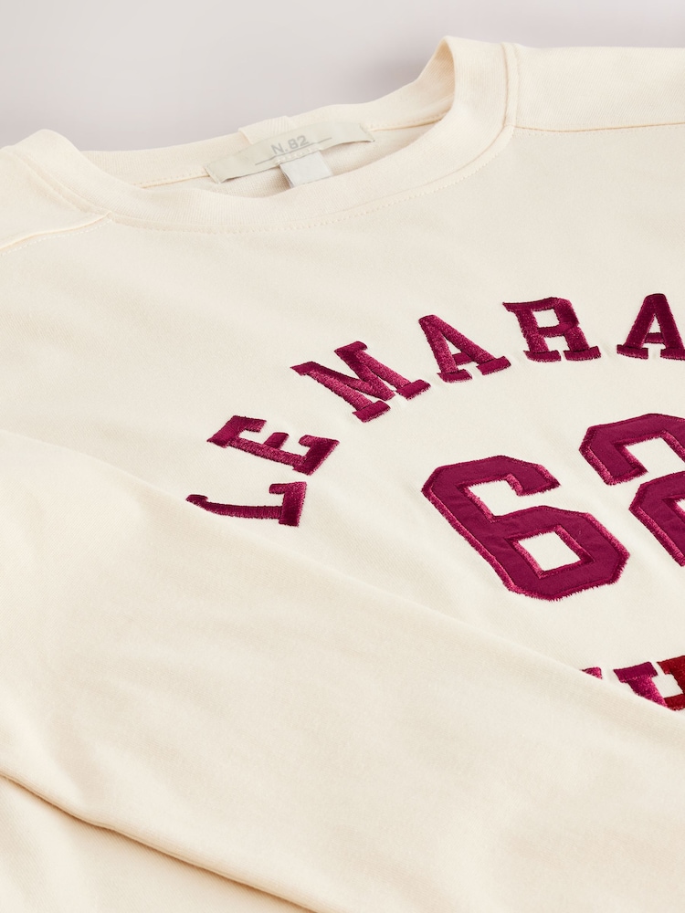 Ecru Le Marais Long Sleeve Embroidered Heavyweight T-Shirt - Image 9 of 9