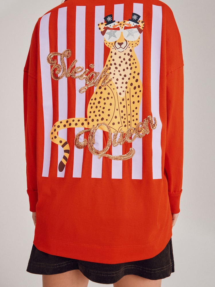 Rojo - Sleigh Queen Cheetah Christmas Graphic Top - Imagen 5 de 5