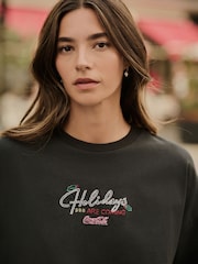 Black Coca Cola Embroidered Graphic Short Sleeve T-Shirt - Image 4 of 9