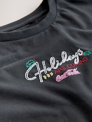 Black Coca Cola Embroidered Graphic Short Sleeve T-Shirt - Image 8 of 9