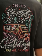 Black Coca Cola Embroidered Graphic Short Sleeve T-Shirt - Image 9 of 9