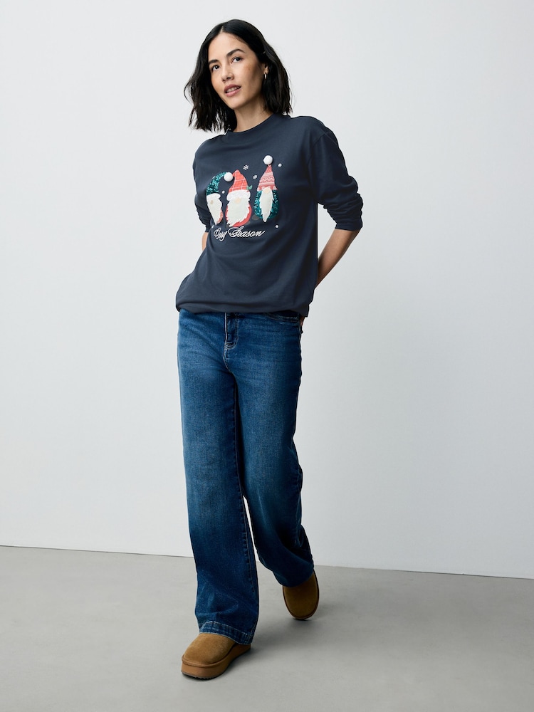 Festive Green Christmas Gonk Long Sleeve Crew Neck T-Shirt - Image 2 of 8 Festive Green Christmas Gonk Long Sleeve Crew Neck T-Shirt - Image 2 of 8