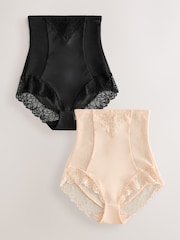 Black/ Pastel Rose Nude Femina Tummy Control Shaping Briefs 2 Pack - Image 1 of 5