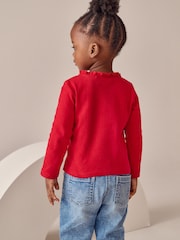 Red Long Sleeve Pointelle T-Shirt (3mths-7yrs) - Image 3 of 4