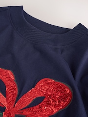 Navy The Grinch Chistmas Sequin Licence Graphic Long Sleeve T-Shirt - Image 7 of 9