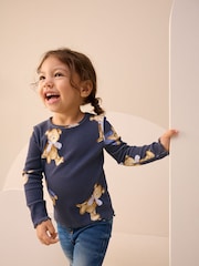 Navy Bear Rib Long Sleeve T-Shirt (3mths-7yrs) - Image 1 of 7