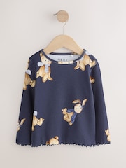 Navy Bear Rib Long Sleeve T-Shirt (3mths-7yrs) - Image 3 of 7