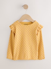 Ochre Yellow Ditsy Floral Rib Long Sleeve T-Shirt (3mths-7yrs) - Image 1 of 5