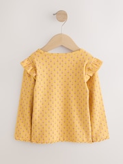 Ochre Yellow Ditsy Floral Rib Long Sleeve T-Shirt (3mths-7yrs) - Image 2 of 5