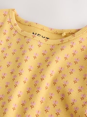 Ochre Yellow Ditsy Floral Rib Long Sleeve T-Shirt (3mths-7yrs) - Image 3 of 5