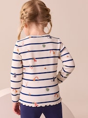 Ecru/Navy Stripe Character Rib Long Sleeve T-Shirt (3mths-7yrs) - Image 2 of 6