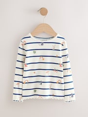 Ecru/Navy Stripe Character Rib Long Sleeve T-Shirt (3mths-7yrs) - Image 3 of 6