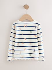 Ecru/Navy Stripe Character Rib Long Sleeve T-Shirt (3mths-7yrs) - Image 4 of 6