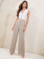Lipsy Neutral Sleeveless V-Neck Utility Jumpsuit - Image 1 of 4