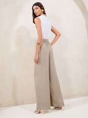 Lipsy Neutral Sleeveless V-Neck Utility Jumpsuit - Image 4 of 4