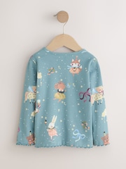 Teal Blue Fairy Rib Long Sleeve T-Shirt (3mths-7yrs) - Image 2 of 4