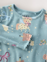 Teal Blue Fairy Rib Long Sleeve T-Shirt (3mths-7yrs) - Image 3 of 4