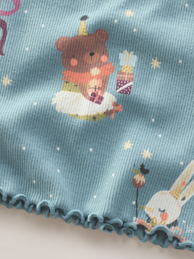 Teal Blue Fairy Rib Long Sleeve T-Shirt (3mths-7yrs) - Image 4 of 4