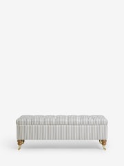 Laura Ashley Natural Cornish Stripe Ropsley Storage Ottoman Bench - Image 1 of 4