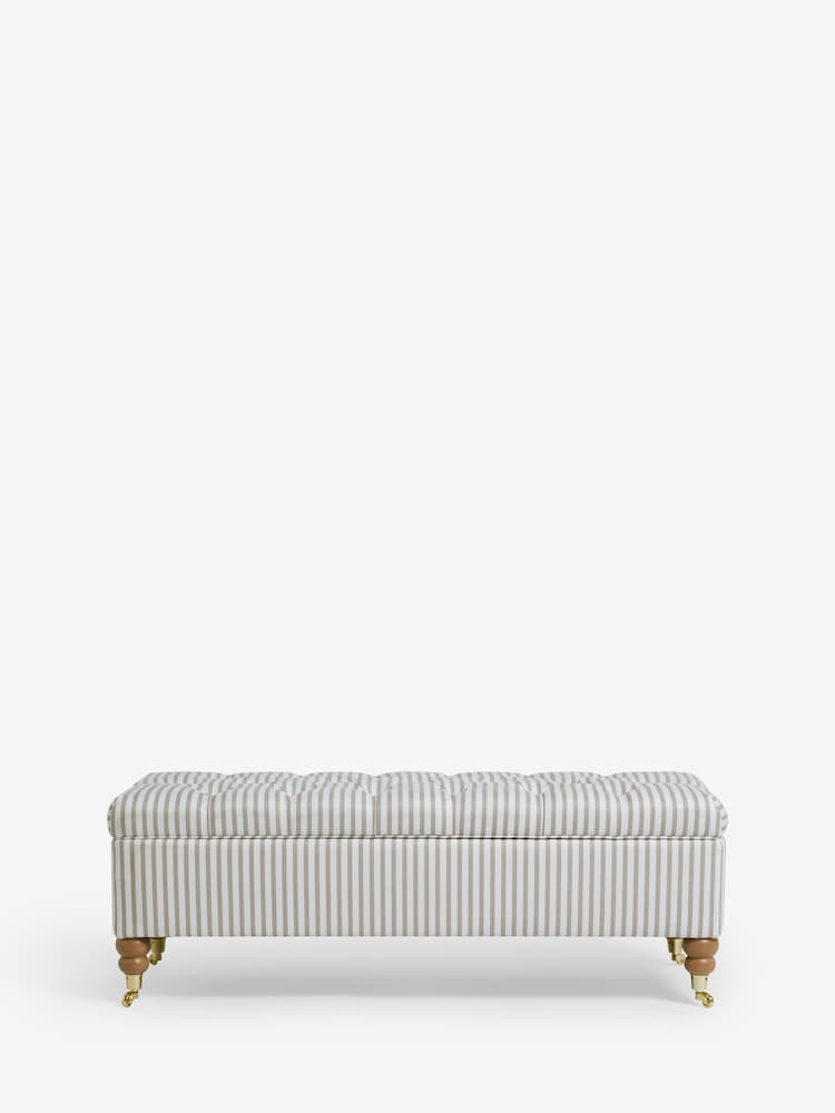 Laura Ashley Natural Cornish Stripe Ropsley Storage Ottoman Bench - Image 1 of 4