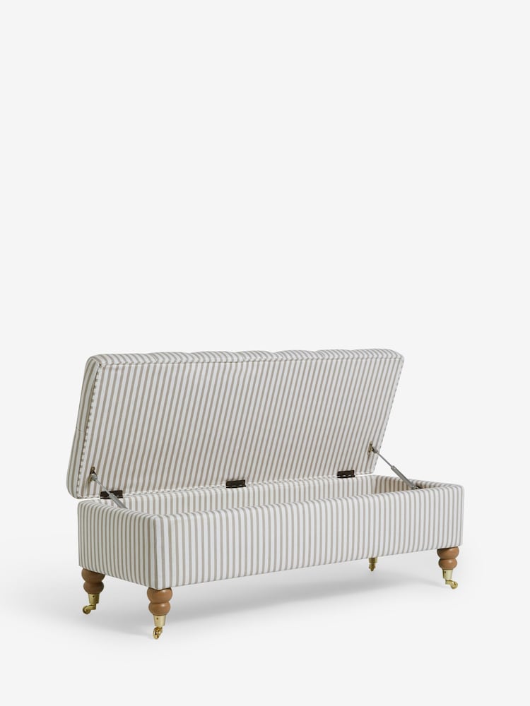 Laura Ashley Natural Cornish Stripe Ropsley Storage Ottoman Bench - Image 2 of 4