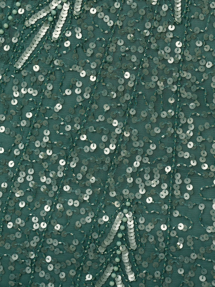 Adrianna Papell Green Long Sleeve Bead Long Dress - Image 7 of 7 Adrianna Papell Green Long Sleeve Bead Long Dress - Image 7 of 7
