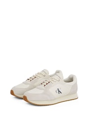 Calvin Klein White/Cream Runner Sock Lace Up Low Trainers - Image 4 of 6