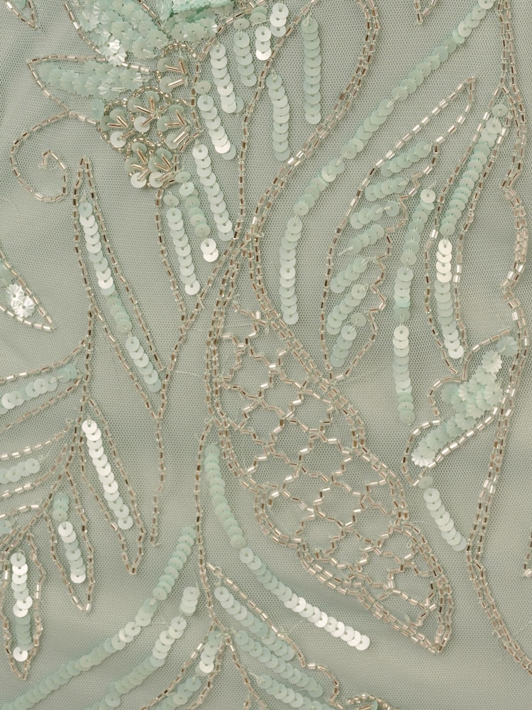 Adrianna Papell Green Cape Beaded Long Dress - Image 7 of 7