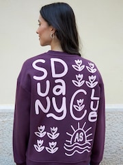 Graphic Print Crew Neck Sweatshirt - Image 1 of 4