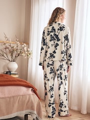 Bath & Body Works Monochrome Floral Cosy Button Through Pyjamas - Image 3 of 5