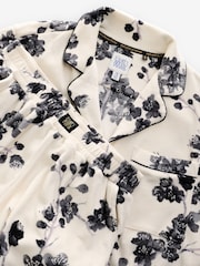 Bath & Body Works Monochrome Floral Cosy Button Through Pyjamas - Image 9 of 10
