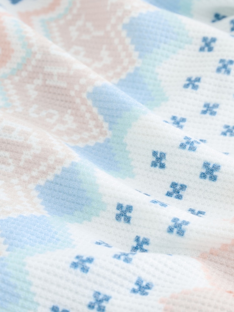 Bath & Body Works Blue Fairisle Pattern Waffle Twosie Pyjamas - Image 10 of 10