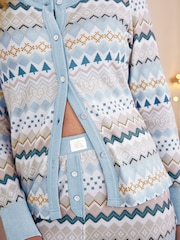 Bath & Body Works Blue Fairisle Pattern Waffle Twosie Pyjamas - Image 5 of 10