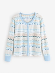 Bath & Body Works Blue Fairisle Pattern Waffle Twosie Pyjamas - Image 7 of 10