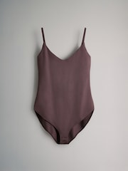 The Set Black/Chocolate Brown/Nude 3 Pack Soft Touch Polyamide Strappy Vest Bodysuit - Image 10 of 14