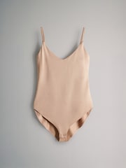 The Set Black/Chocolate Brown/Nude 3 Pack Soft Touch Polyamide Strappy Vest Bodysuit - Image 11 of 14