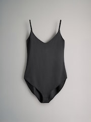 The Set Black/Chocolate Brown/Nude 3 Pack Soft Touch Polyamide Strappy Vest Bodysuit - Image 12 of 14