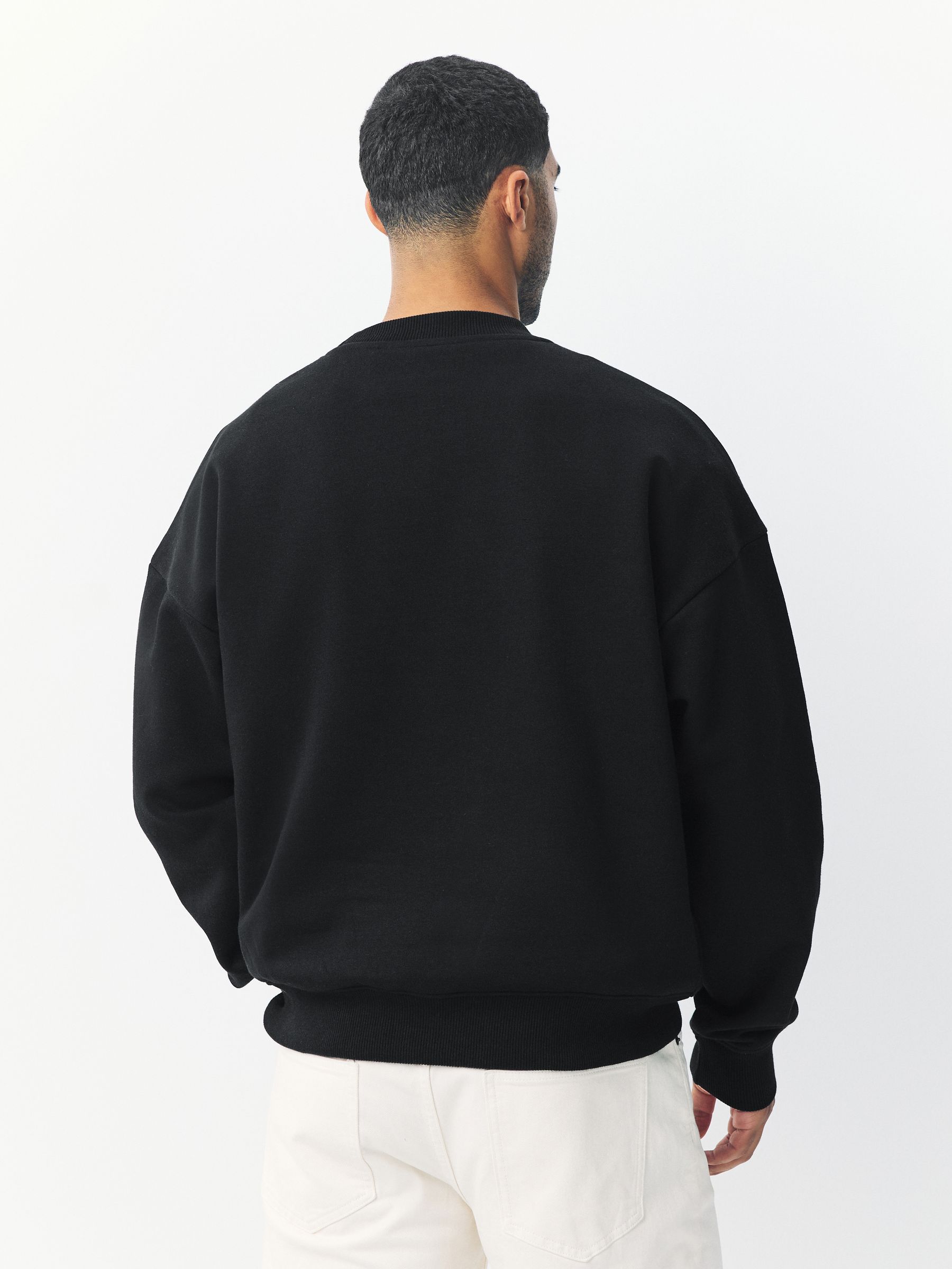 Buy Black Oversized Heavyweight Cotton Rich Crew Neck Sweatshirt