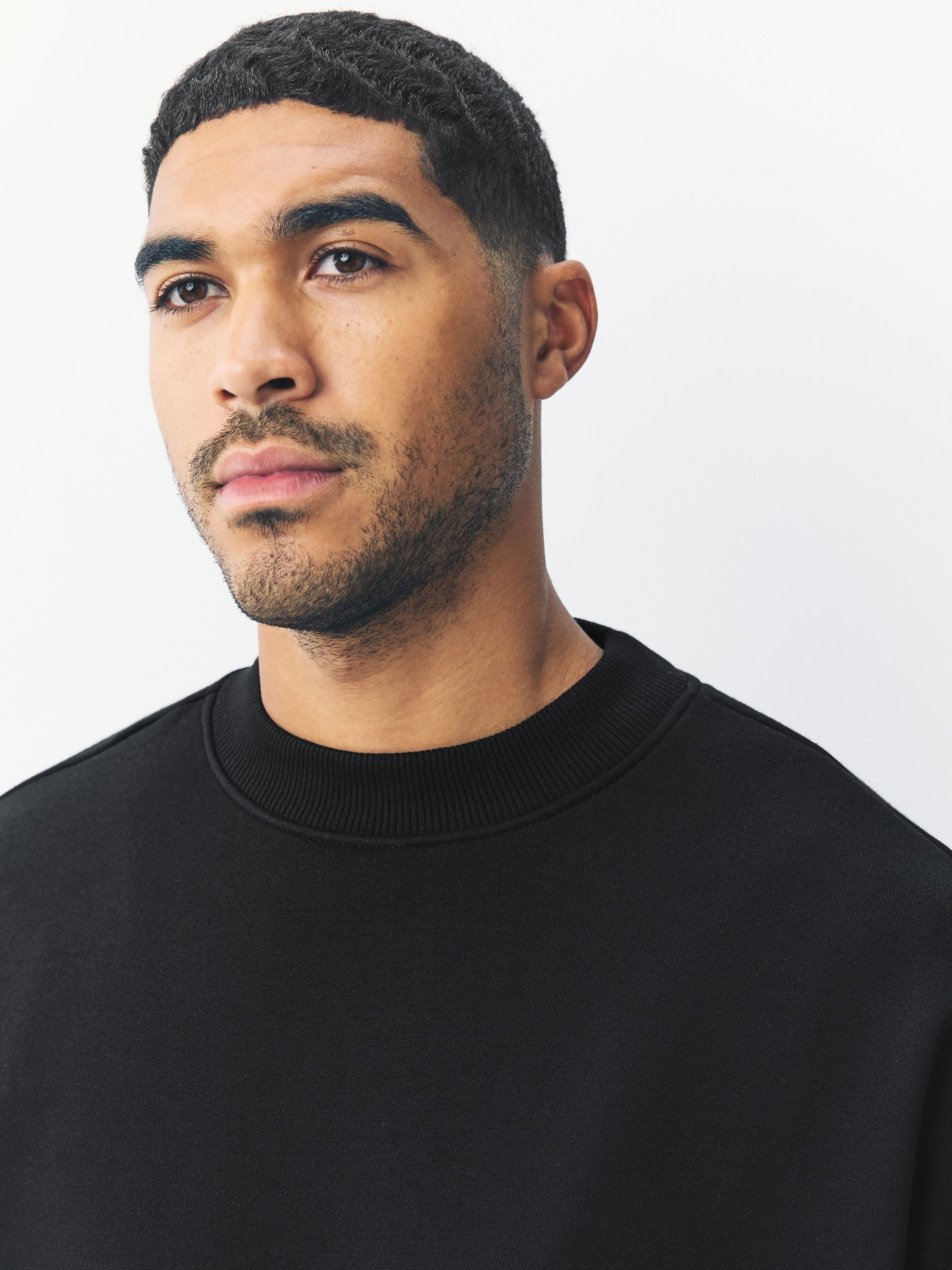 Buy Black Oversized Heavyweight Cotton Rich Crew Neck Sweatshirt