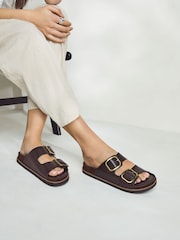 Шоколадно-коричневая кожа - Сандалии с двумя ремешками Forever Comfort® Premium - Image 1 of 7
