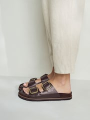 Шоколадно-коричневая кожа - Сандалии с двумя ремешками Forever Comfort® Premium - Image 2 of 7