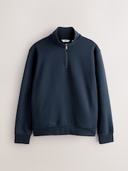 Marineblau/Khakigrün - Cotton Rich Heavyweight Jersey Quarter Zip Neck Sweatshirt - Bild 2 von 6