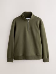Marineblau/Khakigrün - Cotton Rich Heavyweight Jersey Quarter Zip Neck Sweatshirt - Bild 3 von 6