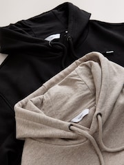 Black/Neutral Cotton Rich Jersey Overhead Hoodies 2 Pack - Image 9 of 10