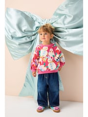 Bright Pink Christmas Print Crew Neck Sweatshirt (3mths-7yrs) - Image 2 of 10