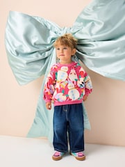 Bright Pink Christmas Print Crew Neck Sweatshirt (3mths-7yrs) - Image 8 of 10