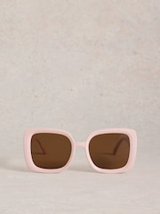 White Stuff Pink Oversized Square Sunglasses - Image 1 of 4