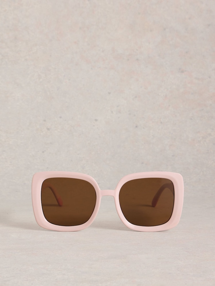 White Stuff Pink Oversized Square Sunglasses - Image 1 of 4