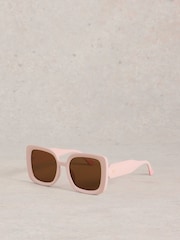 White Stuff Pink Oversized Square Sunglasses - Image 2 of 4