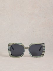 White Stuff Blue Oversized Square Sunglasses - Image 1 of 4